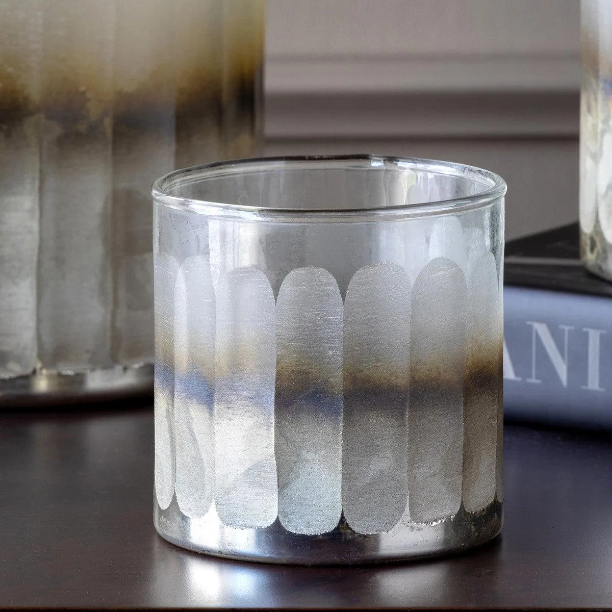 Mica Engraved Glass Votive Holder, Set of 6