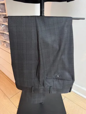 Midnight Gray Shadow Plaid Suit Pants