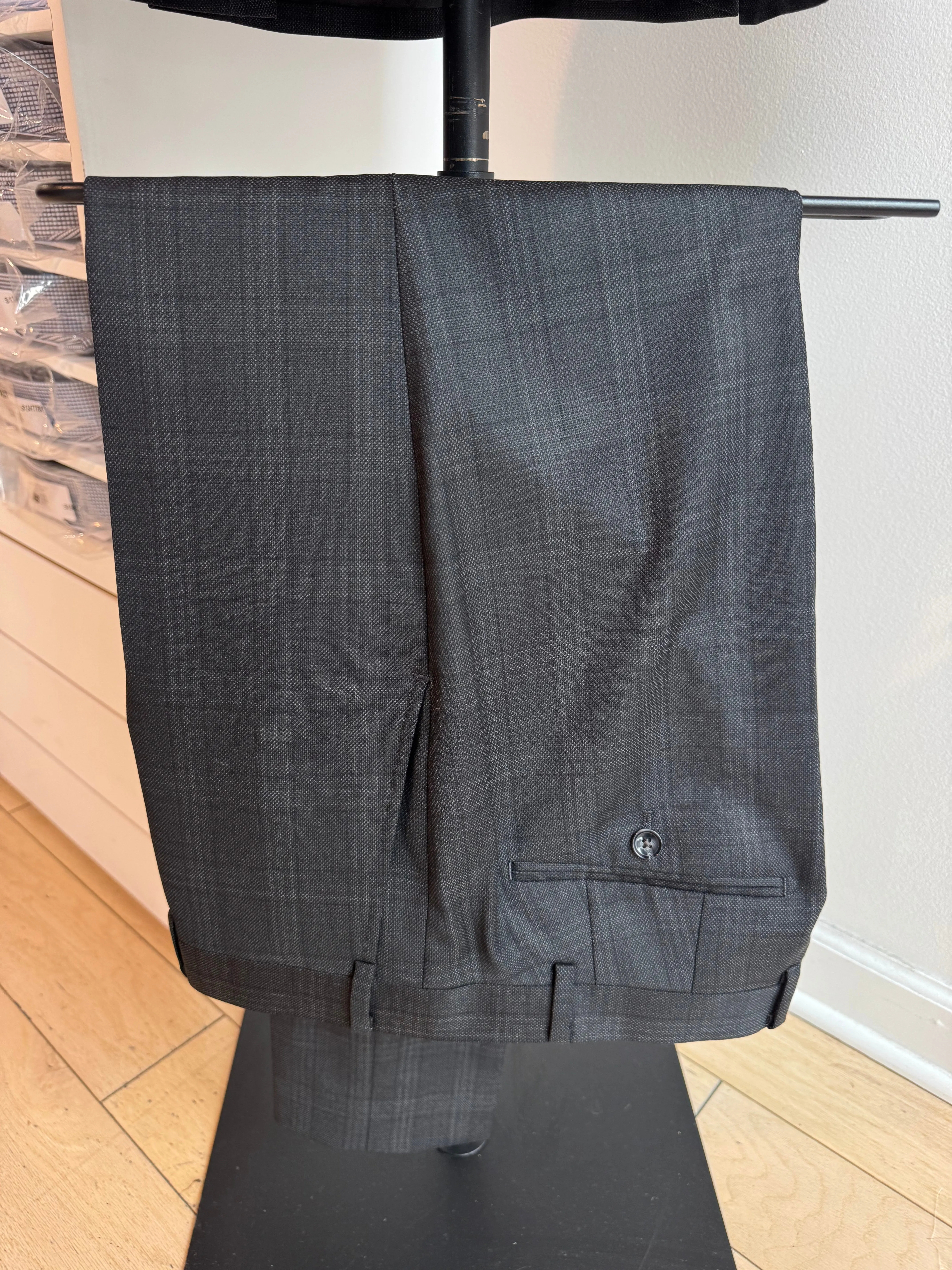Midnight Gray Shadow Plaid Suit Pants
