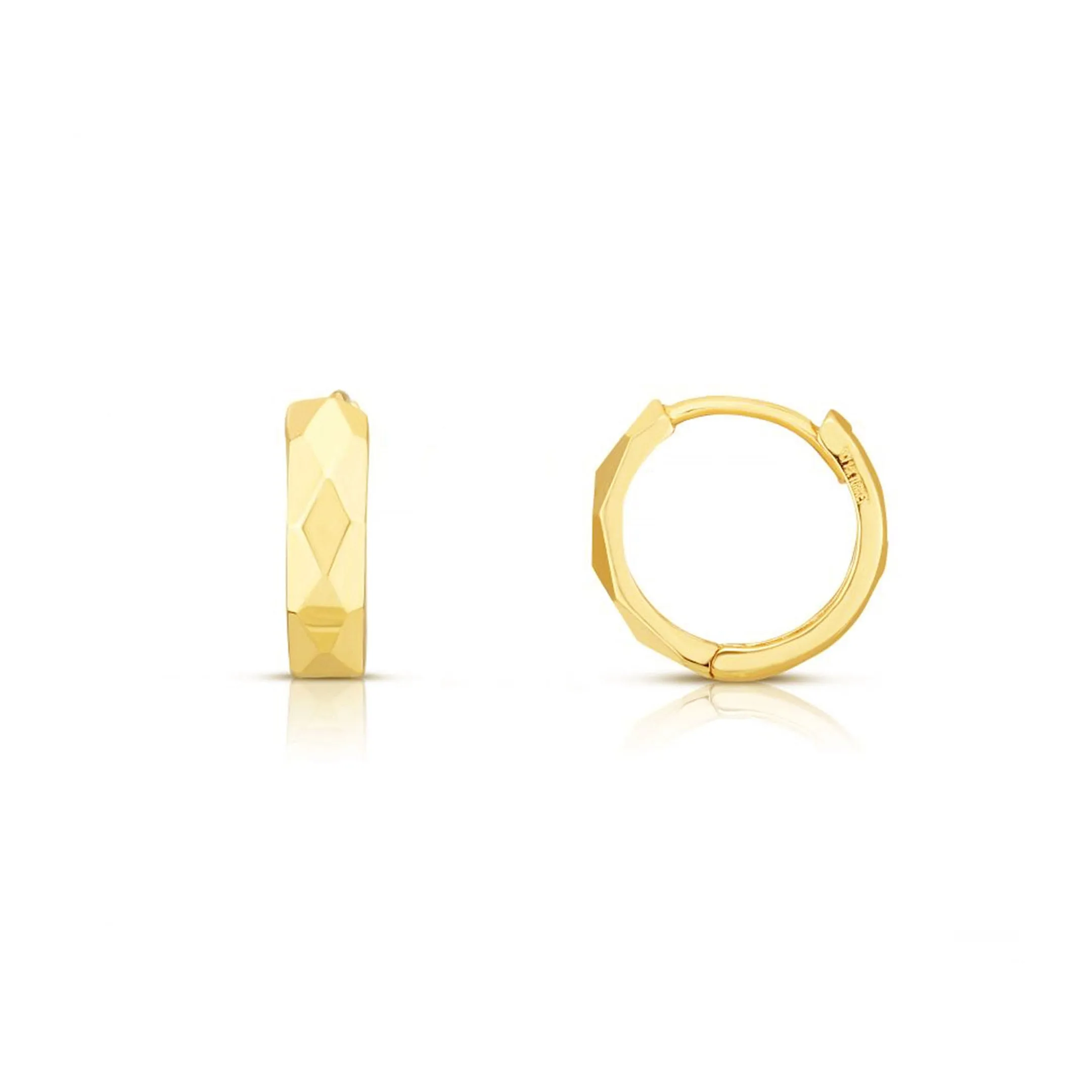 Mini Faceted Gold Huggie Hoop Earrings
