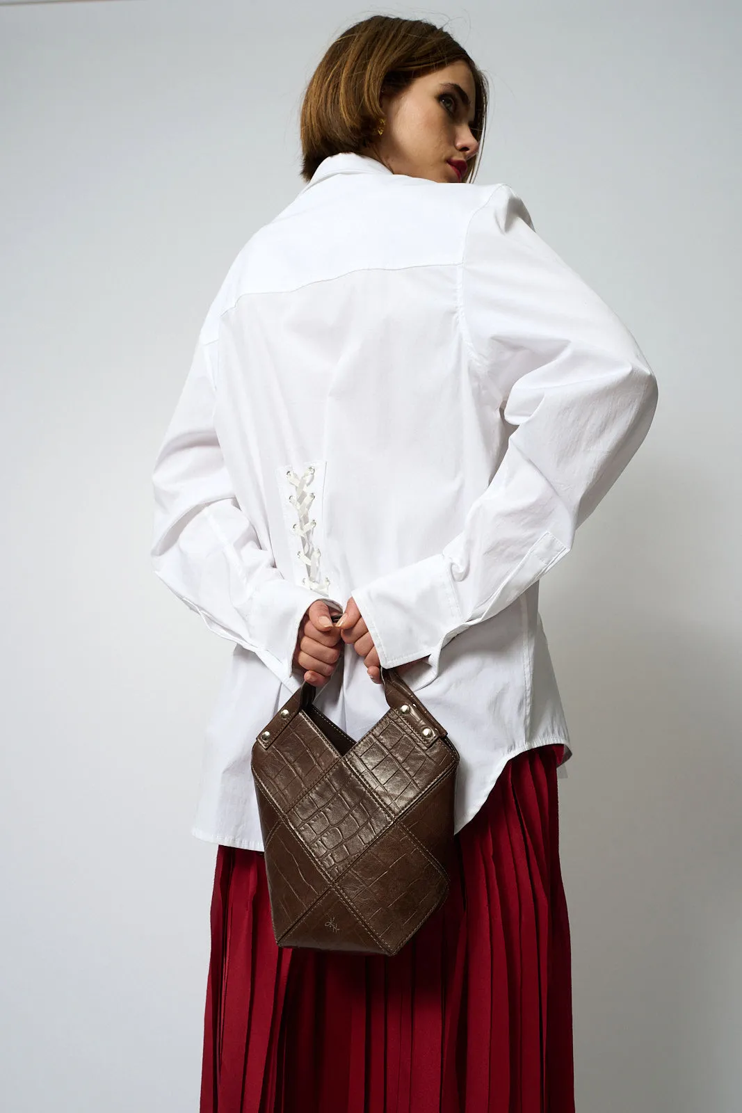 Mini Fiona Tote in Croc-effect Nappa