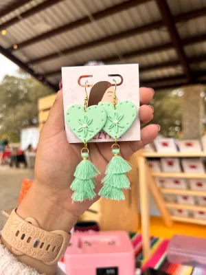 Mint Embroidered Hearts