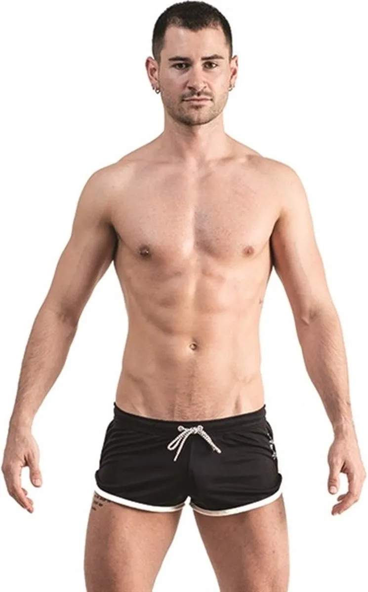 Mister B - Urban Ibiza Shorts - Zwart met Witte Bies - Maat L