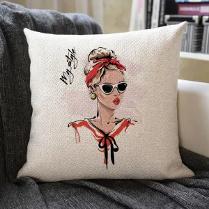Modern Girl Linen Pillowcase