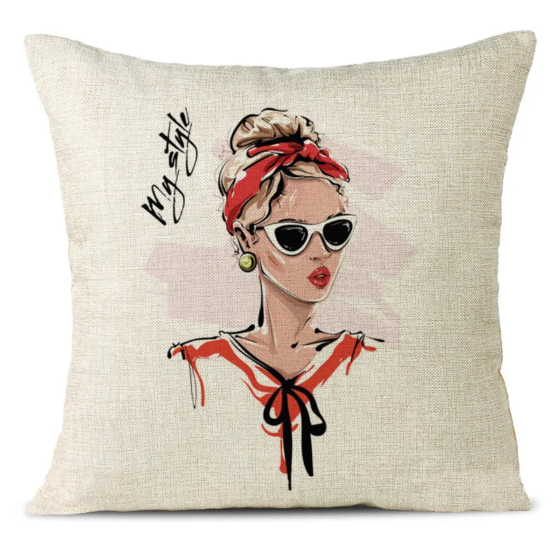 Modern Girl Linen Pillowcase