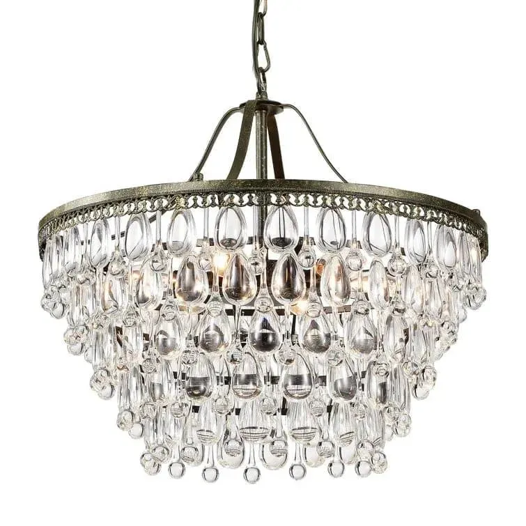 Modern Rustic Tiered Crystal Statement Chandelier