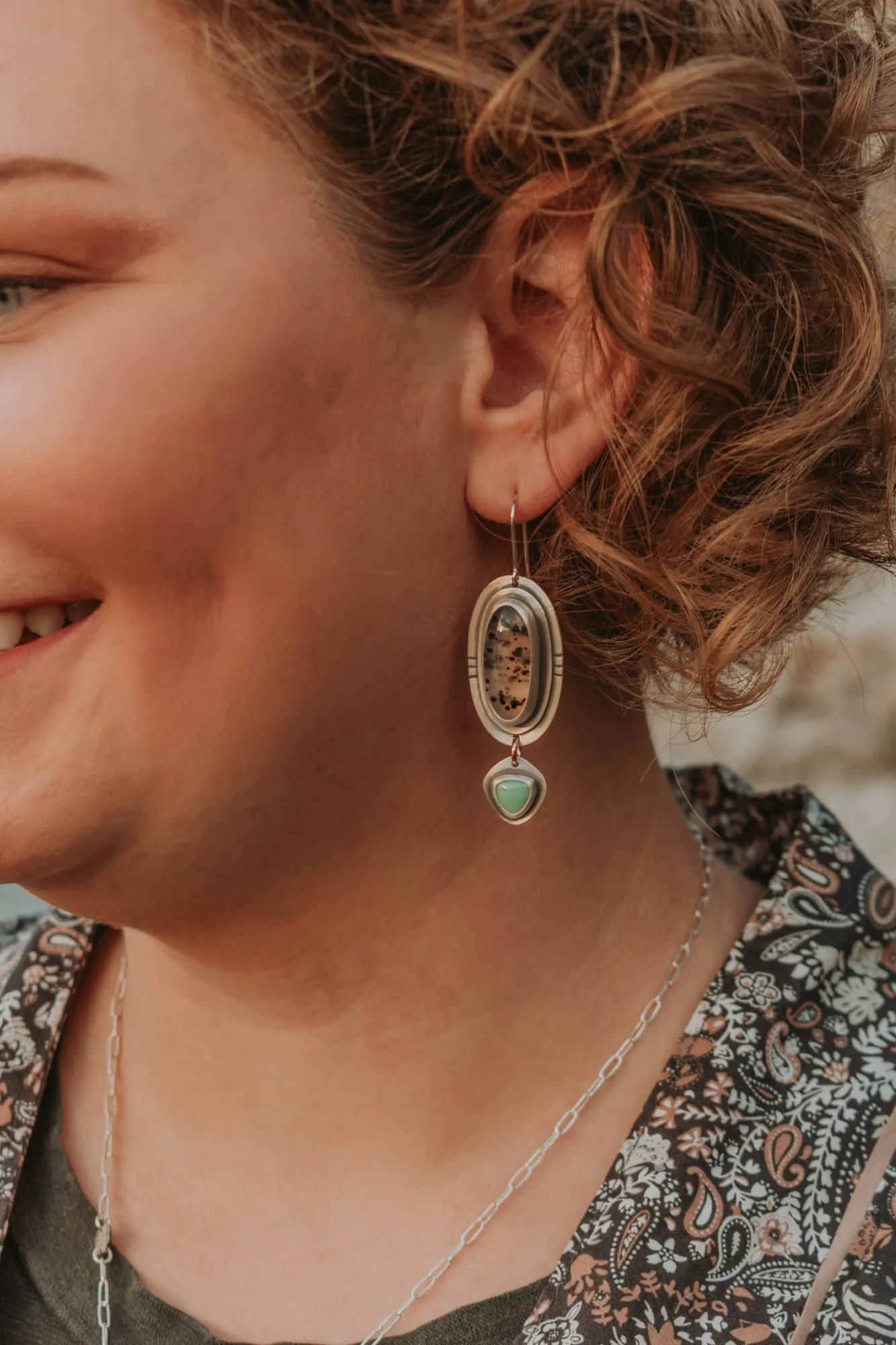 Montana Agate   Variscite Statement Earrings