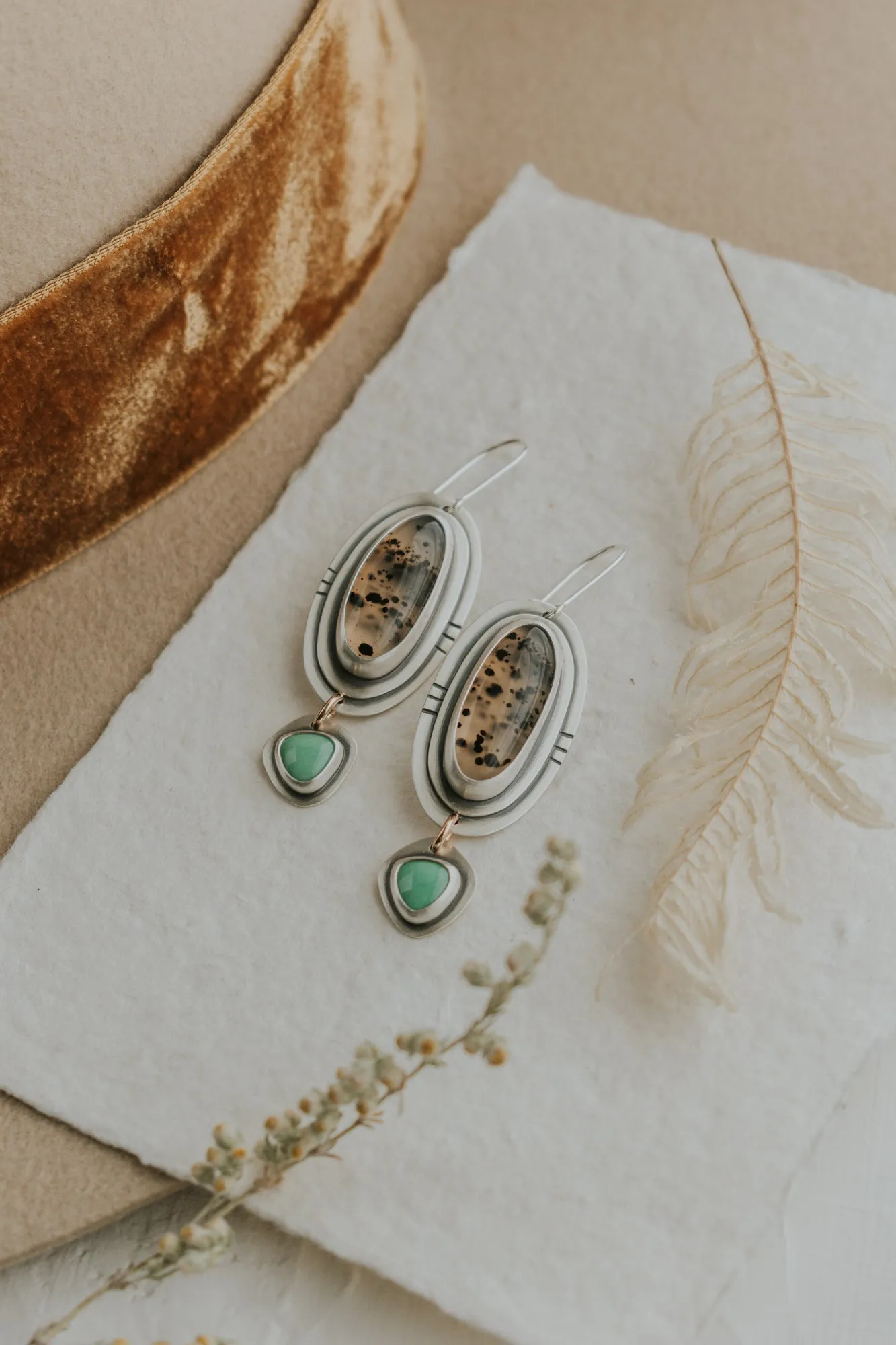 Montana Agate   Variscite Statement Earrings