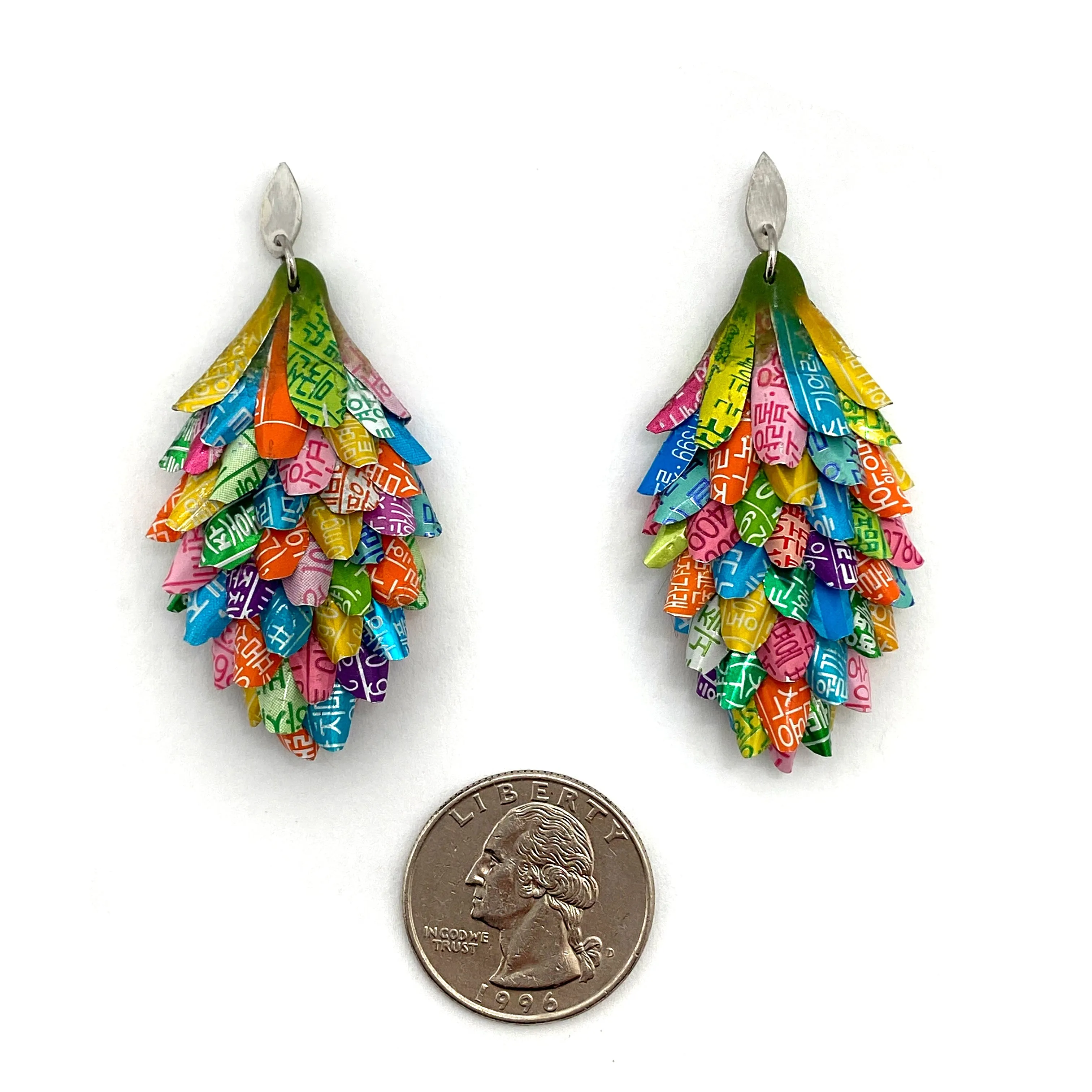 Multicolor Aluminum Long Cluster Earrings