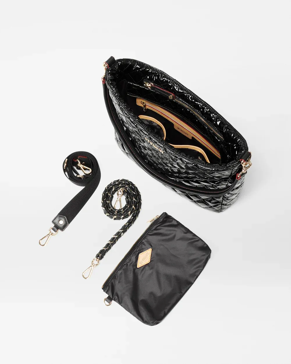 MZ WALLACE CROSBY HOBO BLACK LACQUER