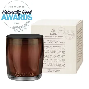 Natural Remedy Lemongrass, Ginger & Lime Aromatherapy Soy & Coconut Wax Candle - 400g