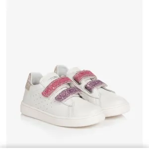 Naturino Girls Hasselt Sneaker White Fuchsia Platinum Velcro Trainer 31
