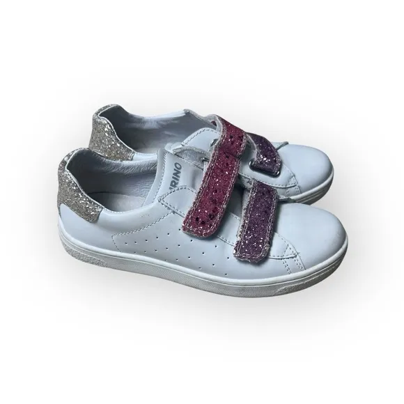 Naturino Girls Hasselt Sneaker White Fuchsia Platinum Velcro Trainer 31