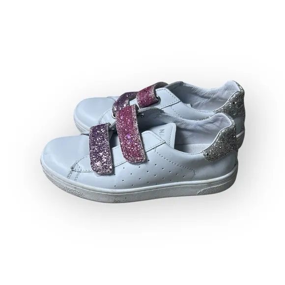 Naturino Girls Hasselt Sneaker White Fuchsia Platinum Velcro Trainer 31