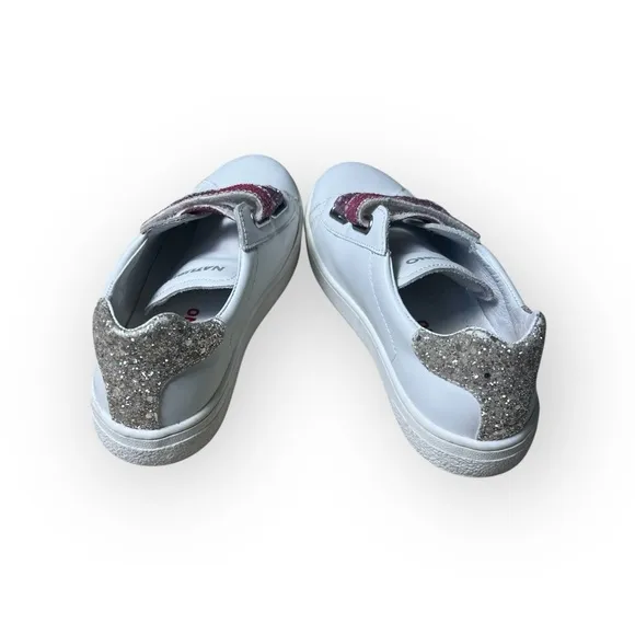 Naturino Girls Hasselt Sneaker White Fuchsia Platinum Velcro Trainer 31
