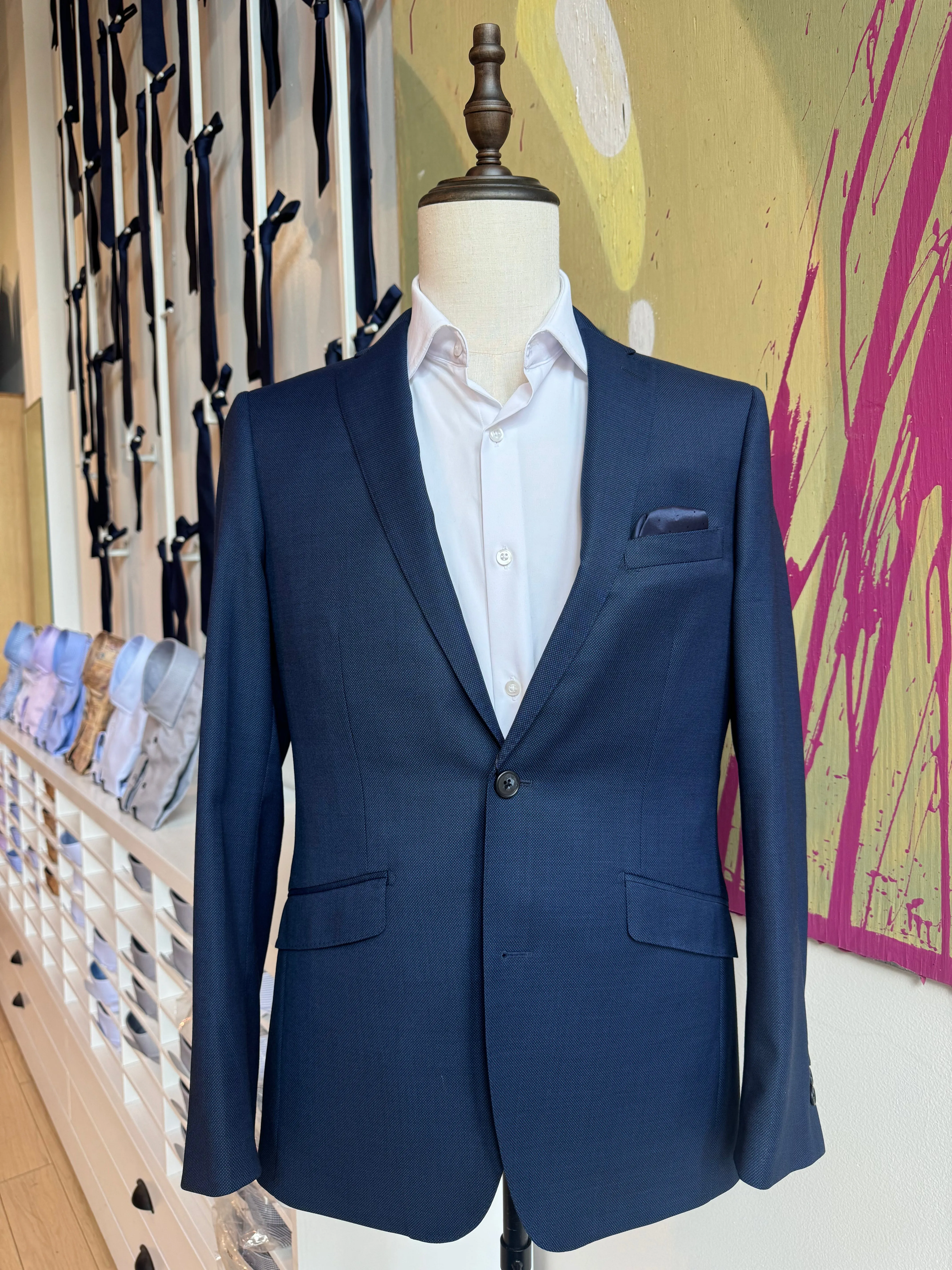 Navy Birdseye Suit