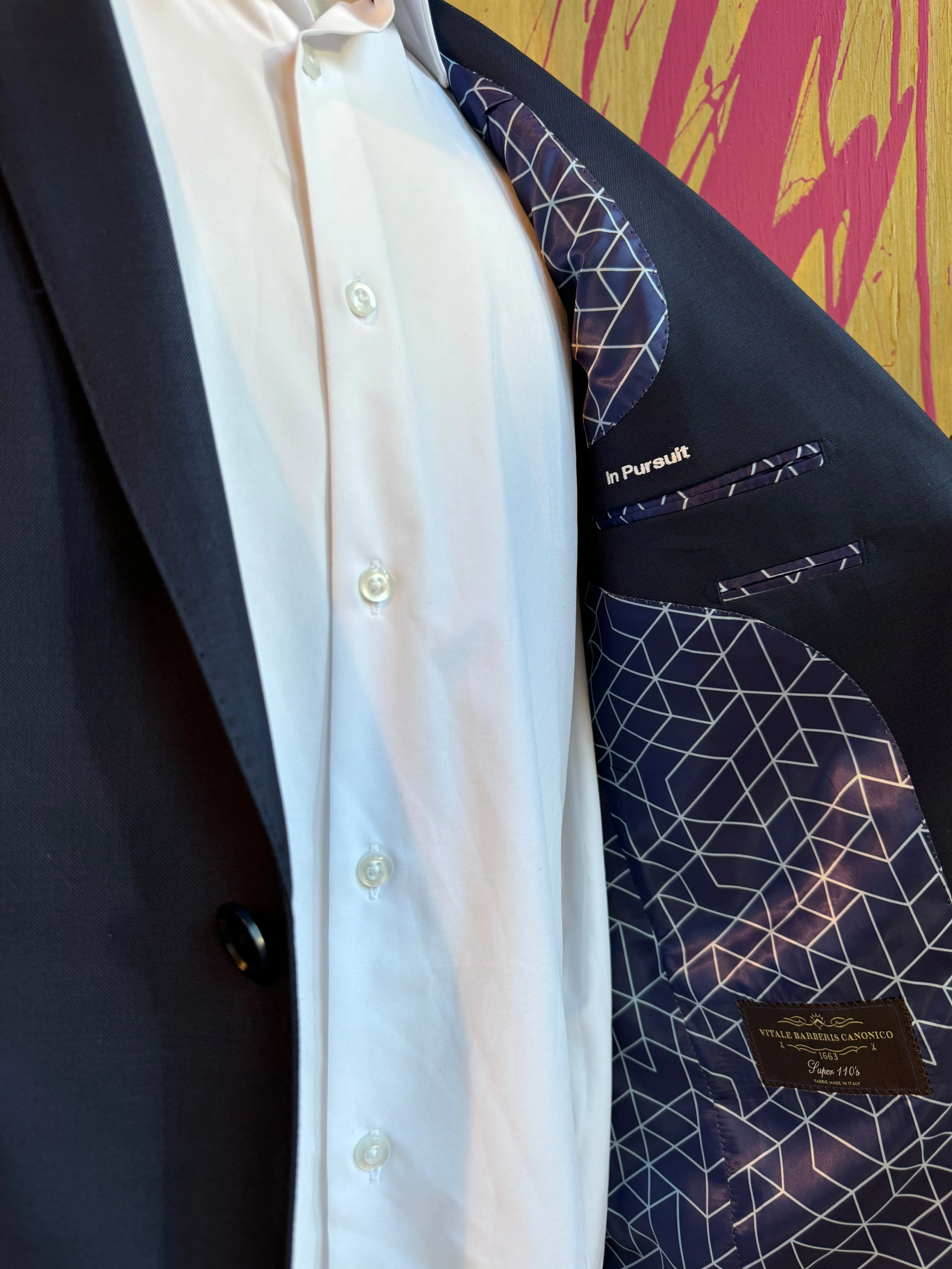 Navy Sharkskin Premium Italian Suit