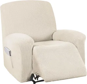 NEW Stretch Recliner Chair Cover Recliner Covers Slipcovers 1-Piece Durable Soft Jacquard Sofa Furniture Cover Form Fit Stylish Recliner Slipcover/Protector, Machine Washable, Natural