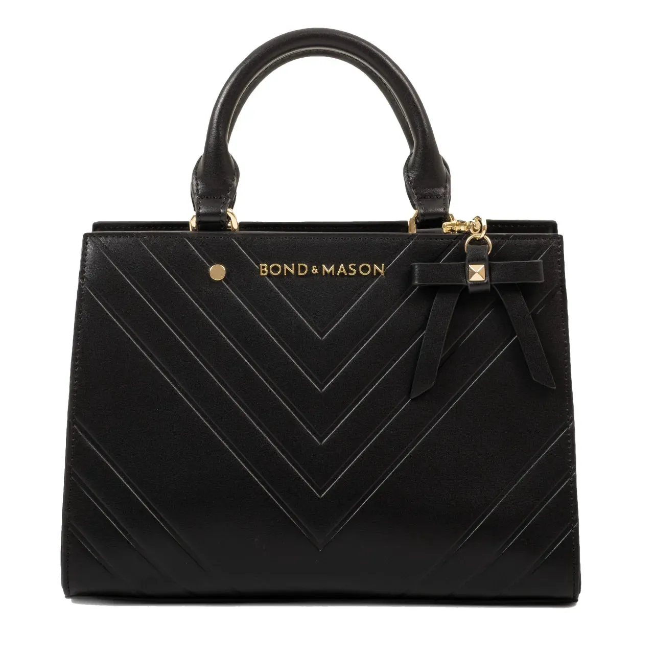 New The Sandra Handbag, handmade by Bond & Mason, Black, includes dust ruffle! Retails $208 US 