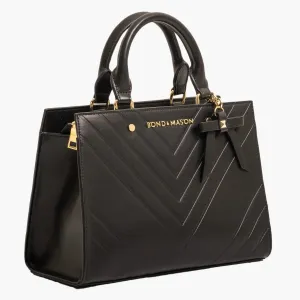 New The Sandra Handbag, handmade by Bond & Mason, Black, includes dust ruffle! Retails $208 US 