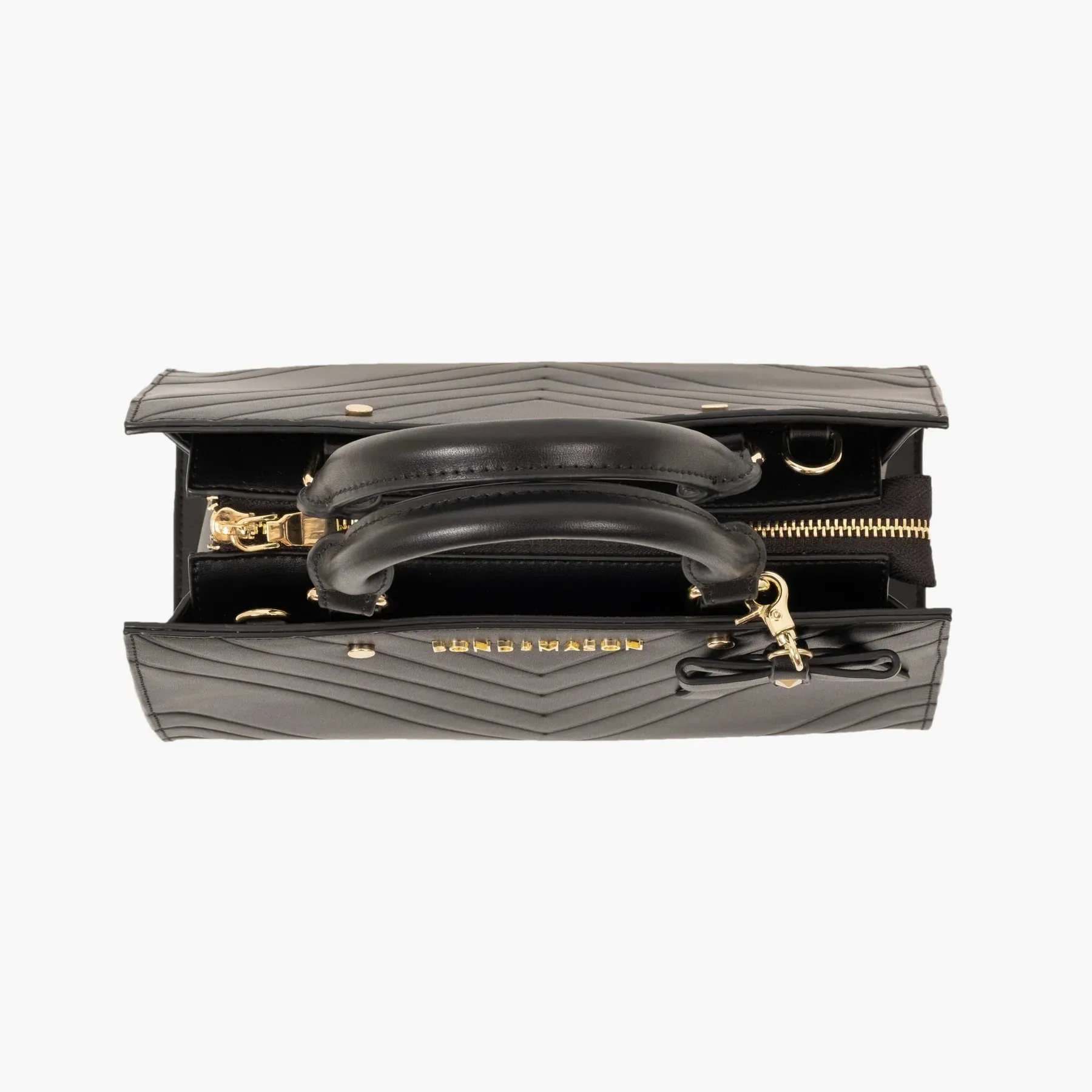 New The Sandra Handbag, handmade by Bond & Mason, Black, includes dust ruffle! Retails $208 US 