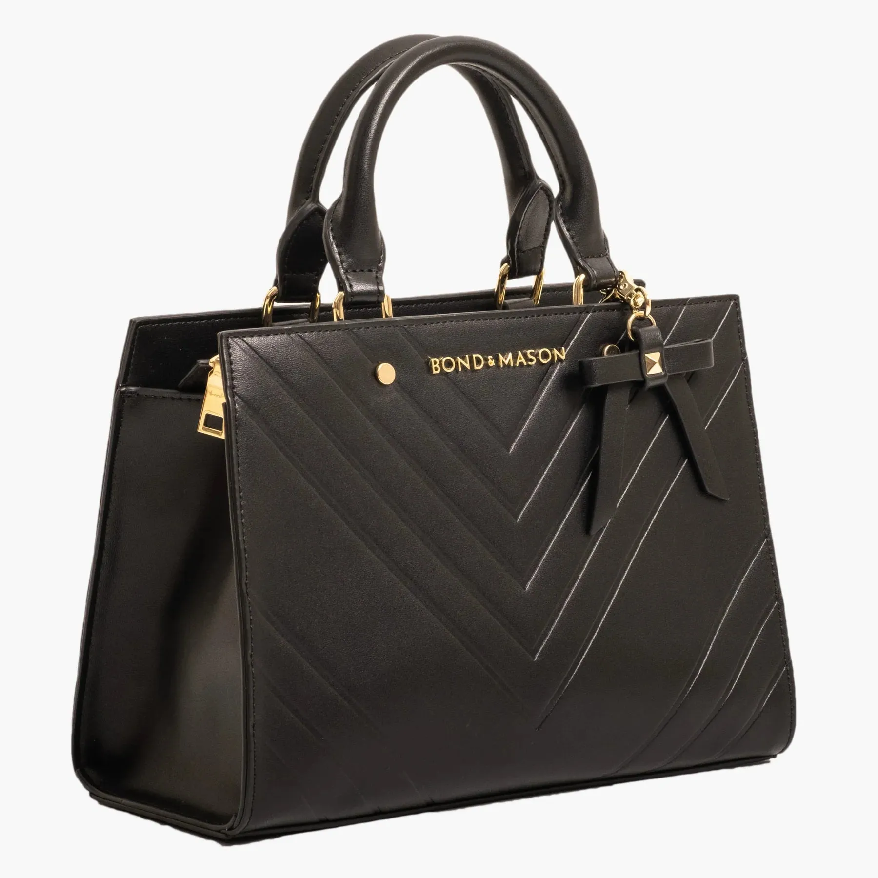New The Sandra Handbag, handmade by Bond & Mason, Black, includes dust ruffle! Retails $208 US 