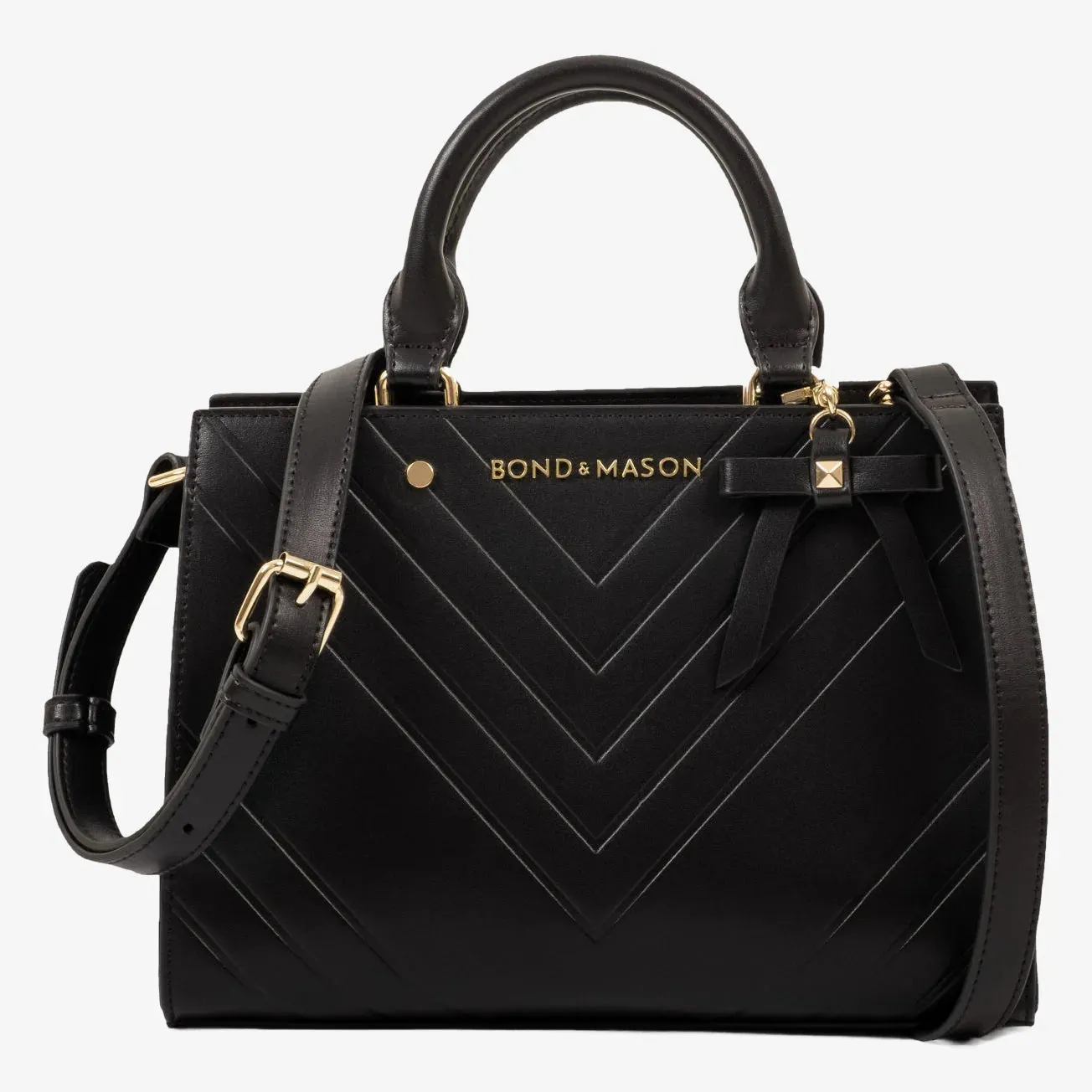 New The Sandra Handbag, handmade by Bond & Mason, Black, includes dust ruffle! Retails $208 US 