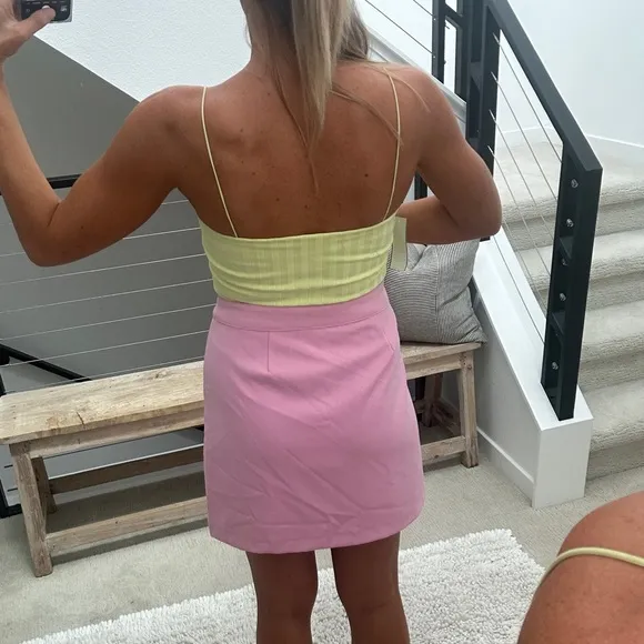 Nordstrom pink Billie side vent miniskirt beach summer party event luxury NWT M
