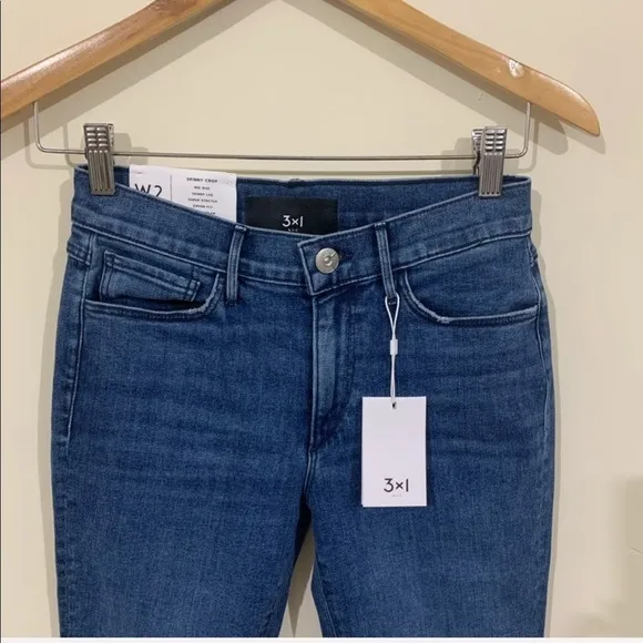 NWT 3x1 Eliza Mid Rise Skinny Crop Frayed Jeans