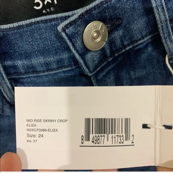 NWT 3x1 Eliza Mid Rise Skinny Crop Frayed Jeans