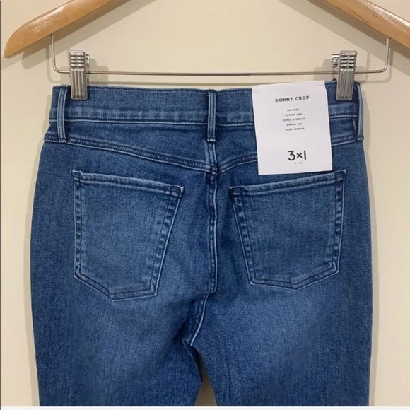 NWT 3x1 Eliza Mid Rise Skinny Crop Frayed Jeans