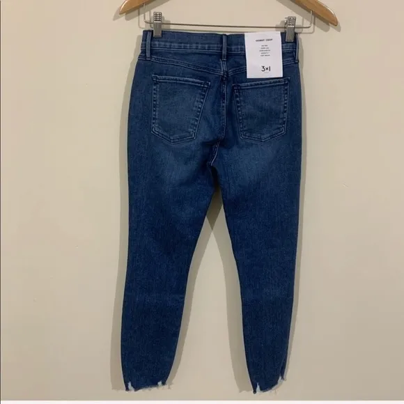 NWT 3x1 Eliza Mid Rise Skinny Crop Frayed Jeans