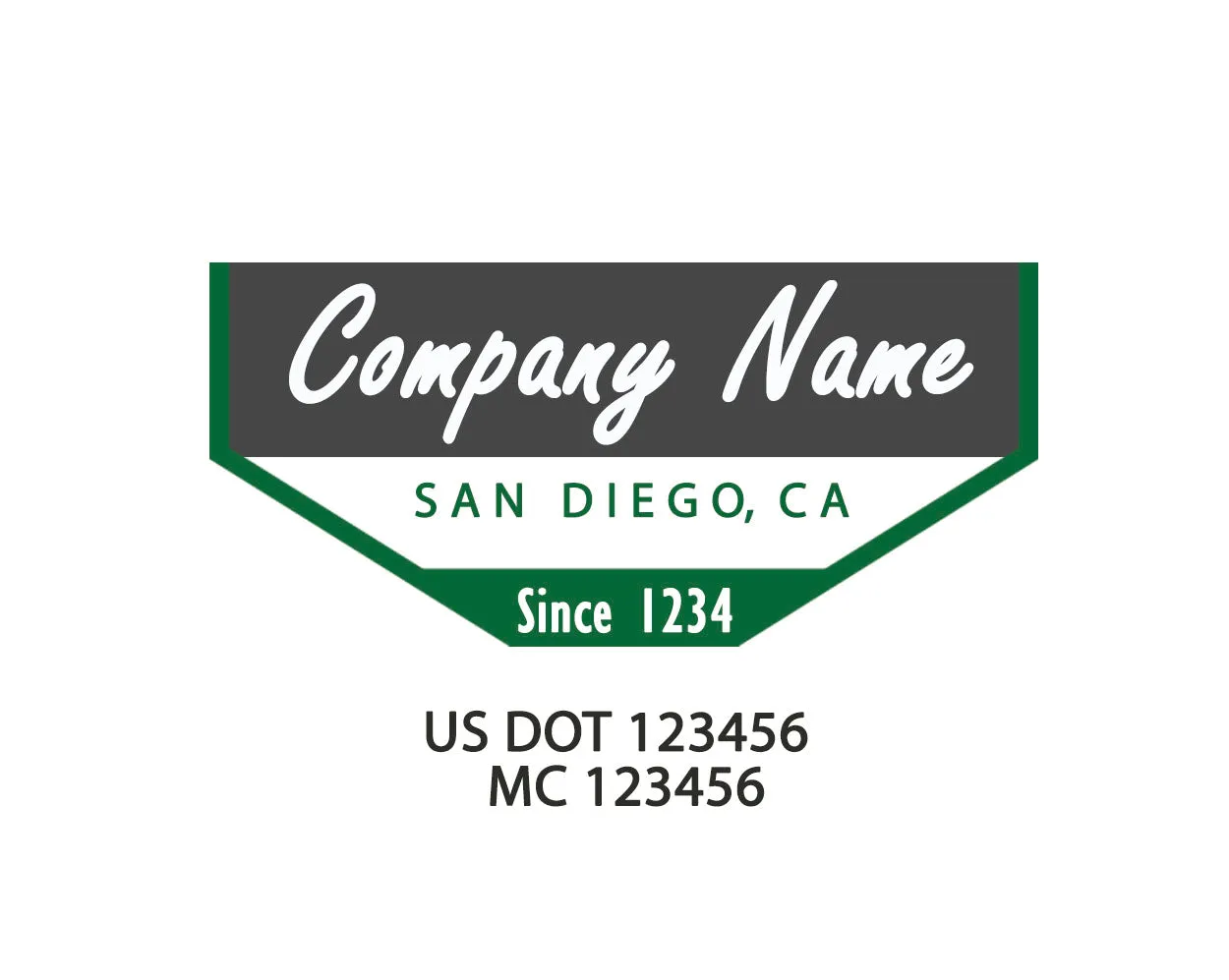 Old School Style Company Name Truck Decal USDOT, 2 Pack