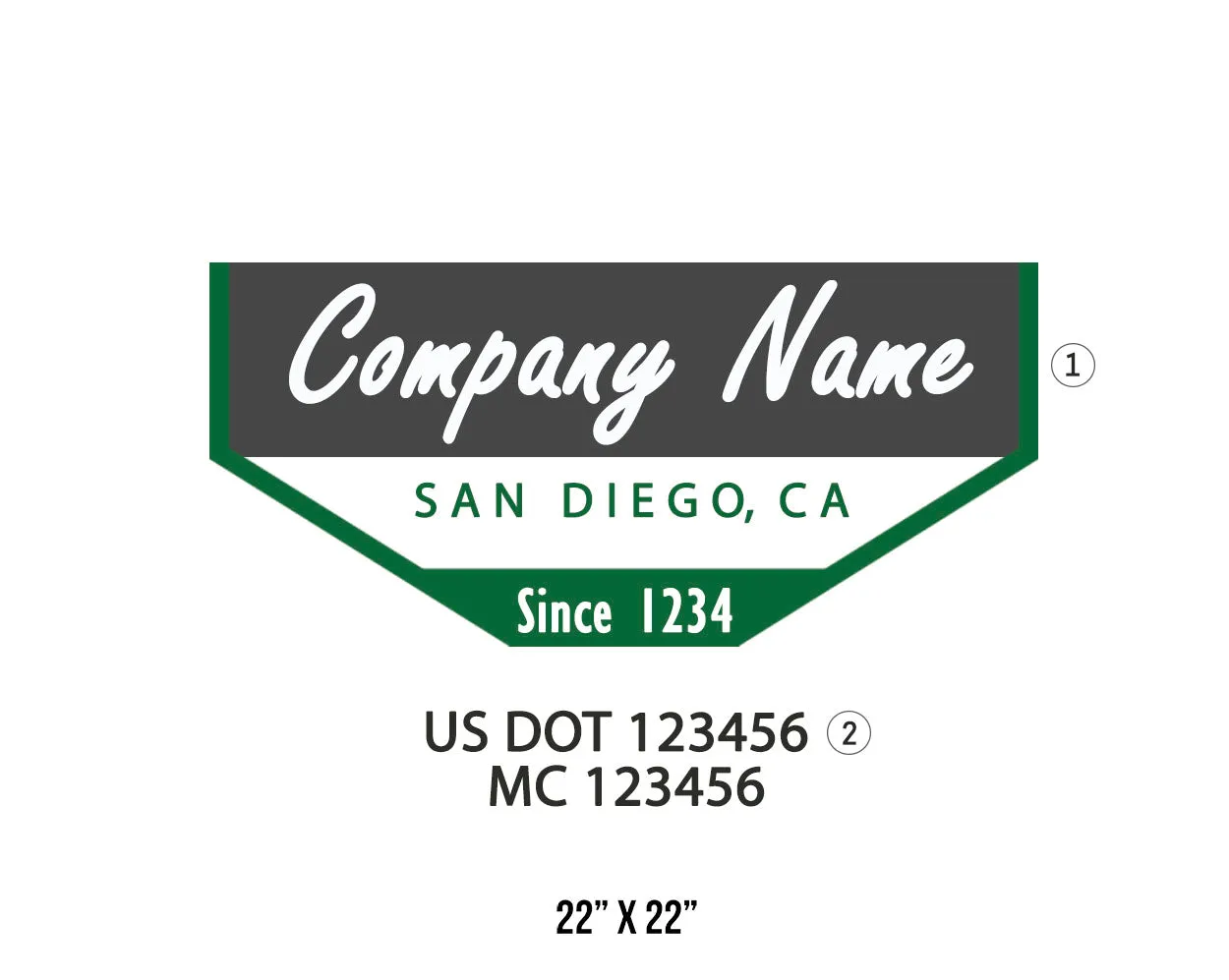 Old School Style Company Name Truck Decal USDOT, 2 Pack