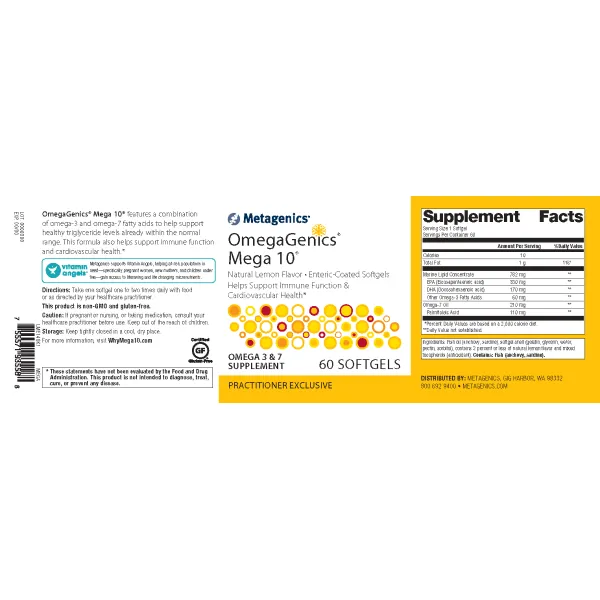 OmegaGenics® Mega 10® <br>OMEGA 3 & 7 Helps Support Immune Function & Cardiovascular Health*