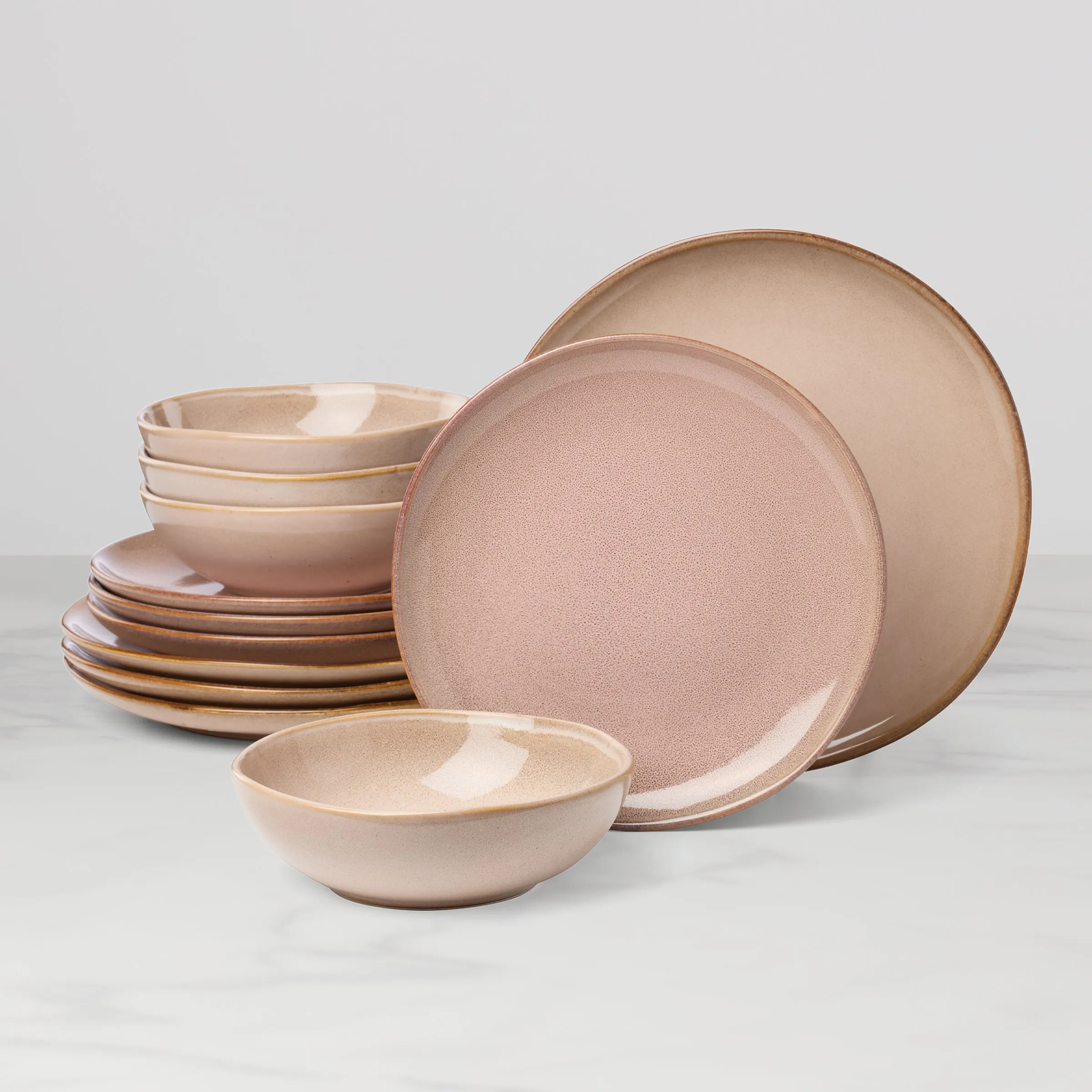 Organic Shades 12-Piece Dinnerware Set, Clay