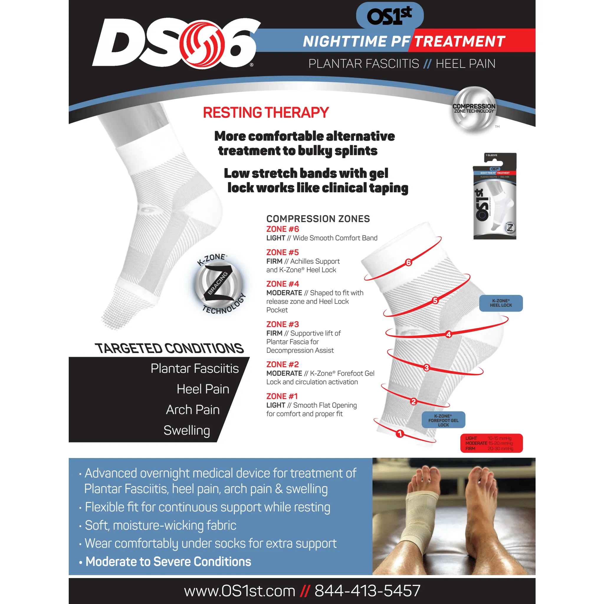 OS1st Plantar Fasciitis Night Time Relief Decompression Foot Sleeve
