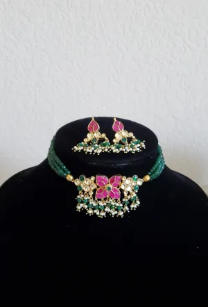 Pachi Kundan Beads Choker Set With Gold Plating GG83