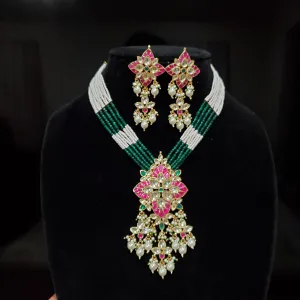 Pachi Kundan Set With Pearl and Bead Chain SB51