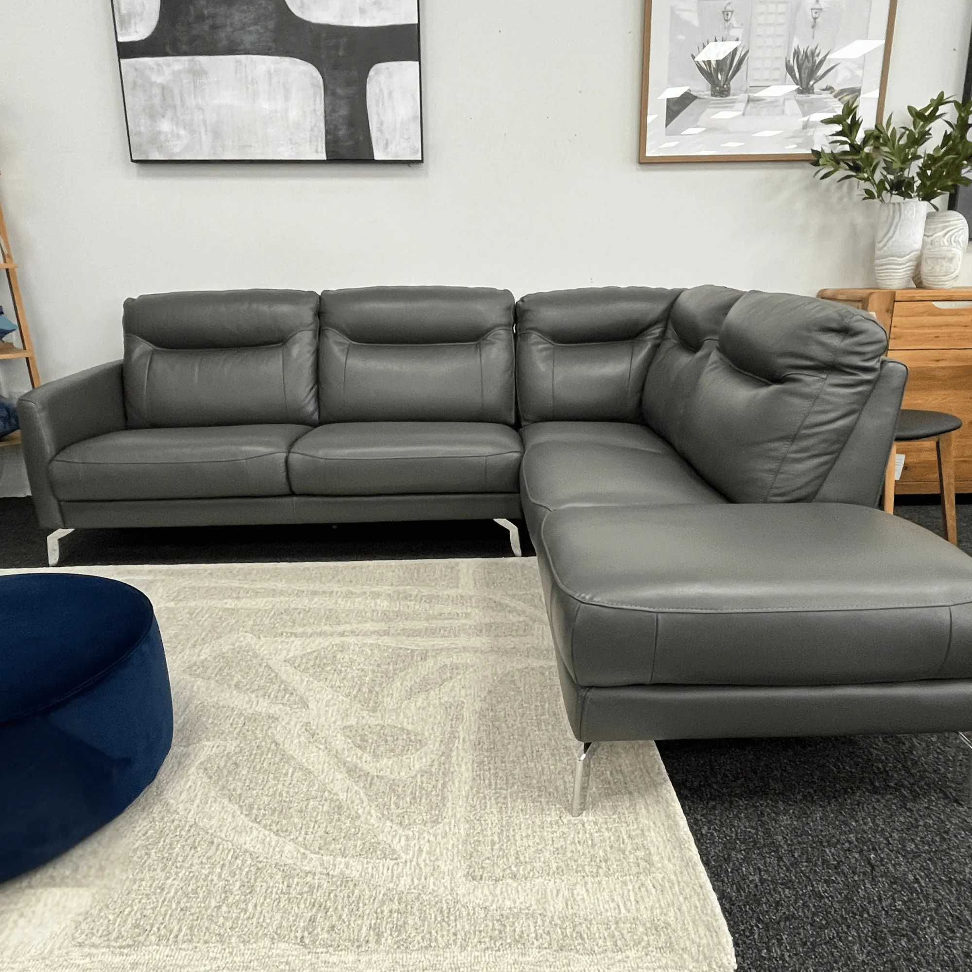 Pacific Sofa Chaise Leather - Urban Sofa - Torello Grey Leather