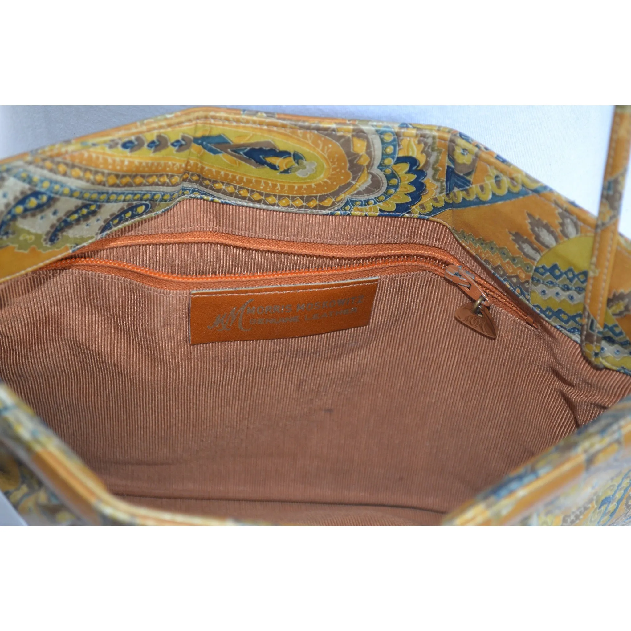 Paisley Leather Clutch Purse By Morris Moskowitz