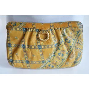 Paisley Leather Clutch Purse By Morris Moskowitz