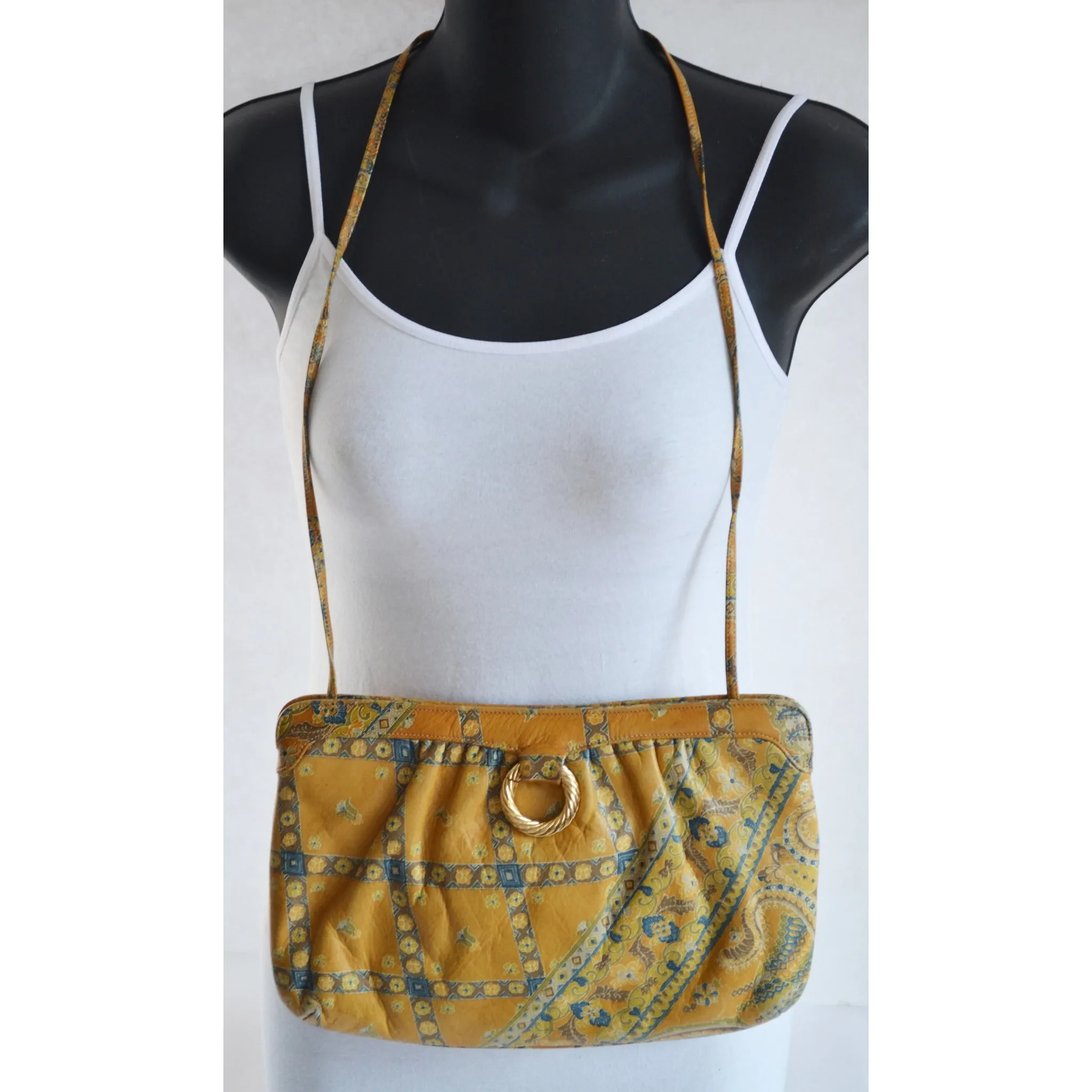 Paisley Leather Clutch Purse By Morris Moskowitz