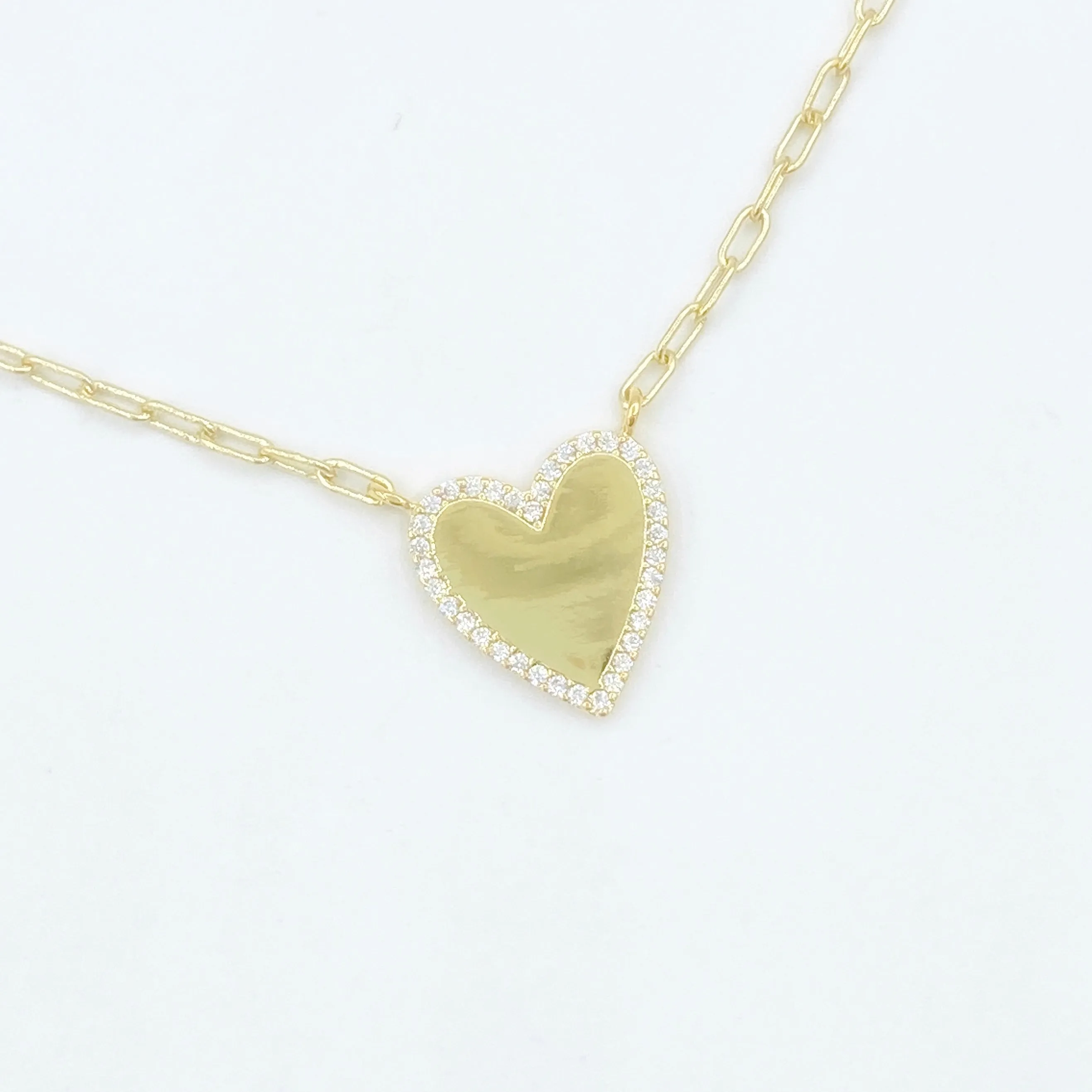 Paperclip Gold Heart Necklace