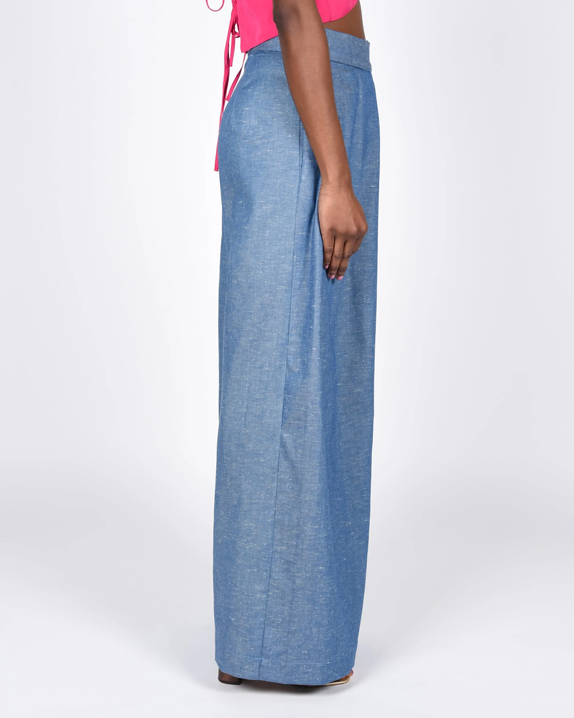 Parisa pant in blue cotton linen