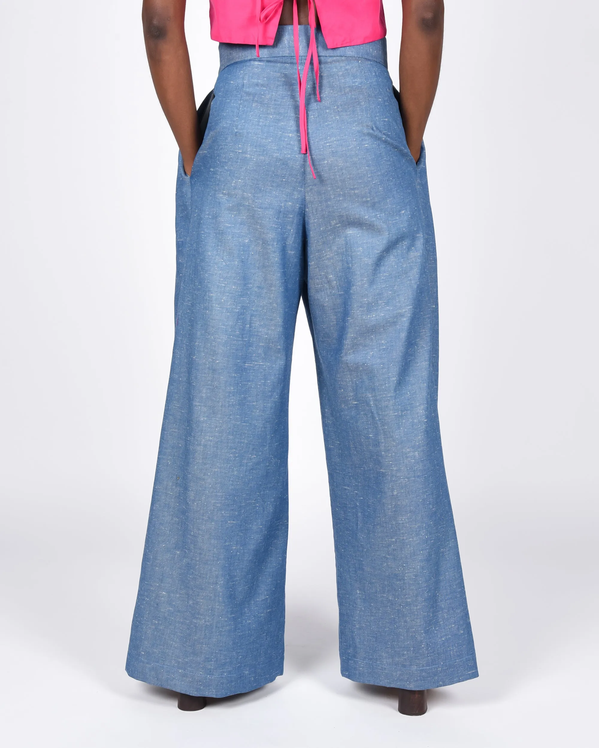 Parisa pant in blue cotton linen