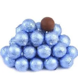Pastel Blue Chocolate Foil Balls 10LB Bulk