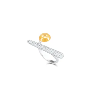 Pave Bar and Ball Geometric Ring