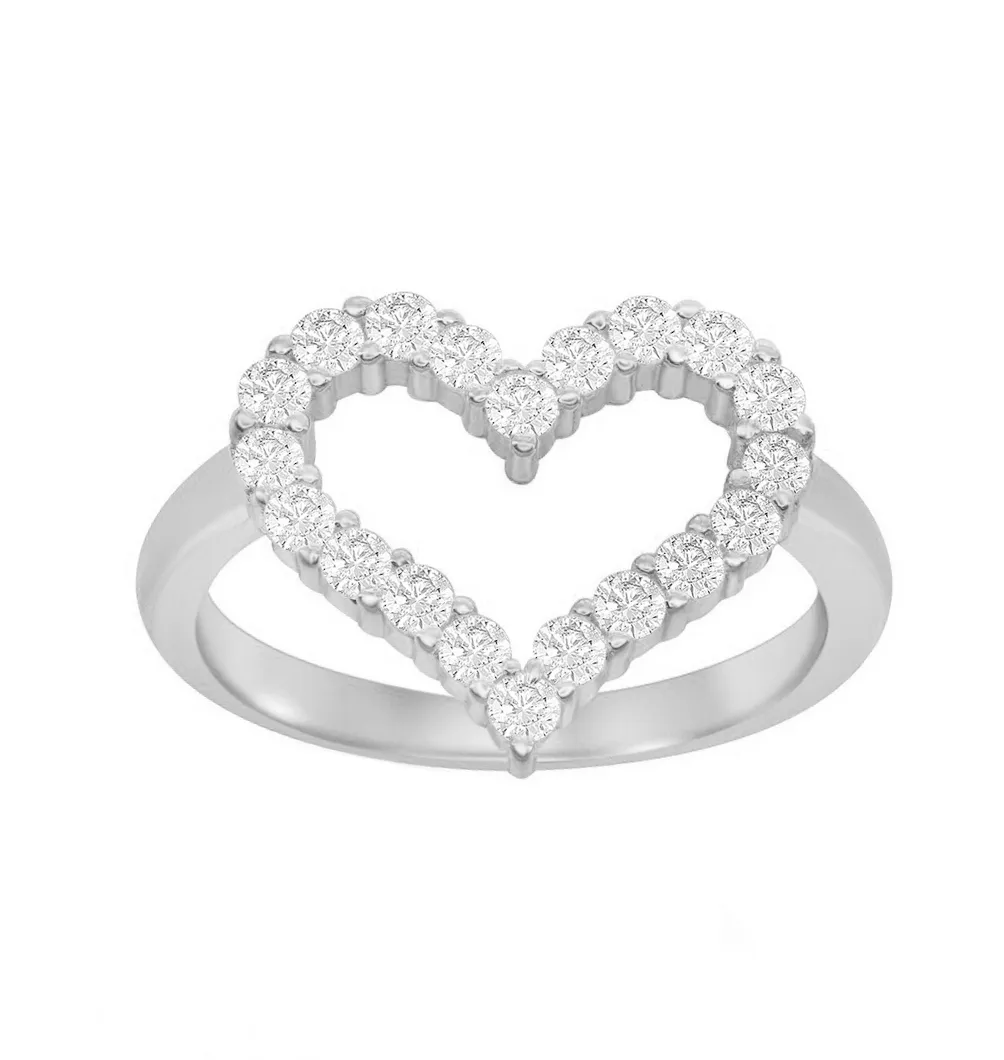 Pave Heart Outline Ring