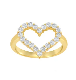 Pave Heart Outline Ring